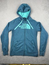 The North Face Hoodie Womens Medium Teal Blue Half Dome Full Zip Logo NF0A34XG