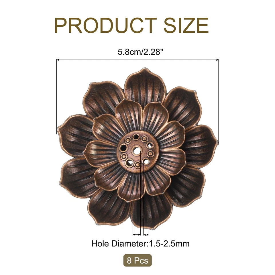 Kit de quemador de incienso de latón con palo de loto soporte de incienso de cobre de 8 piezas Foto 2 de 4