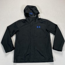 Under Armour Jacket Boys 10-12 Medium Black ColdGear Infrared Hooded Rain Coat