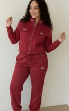 ALO Red Sweatshirt with zipper & Pants Set