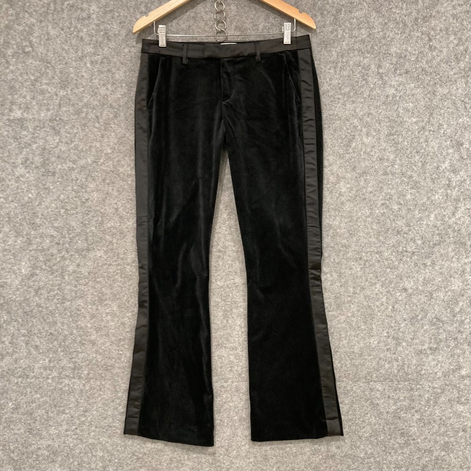 Liu Jo Womens Pants Size 42 AU 14 Black Velour Flare Low Rise Pockets 12303