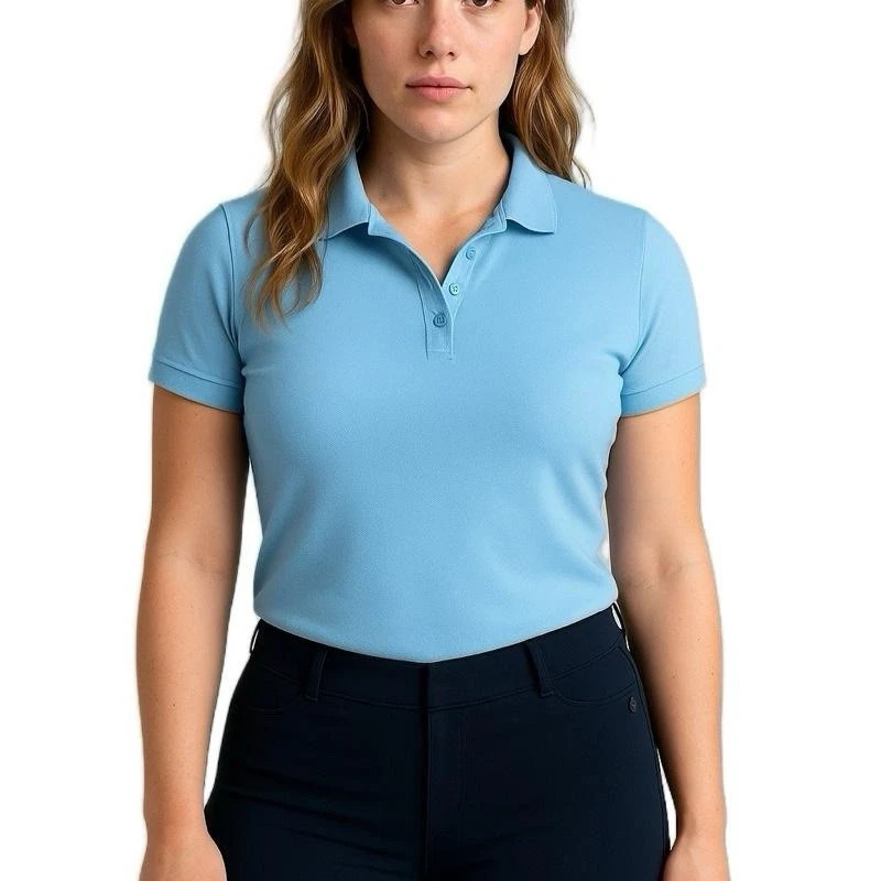 Womens Plain Polo Shirt  Short Sleeve  Casual Ladies  Sports Top - Image 2 of 4