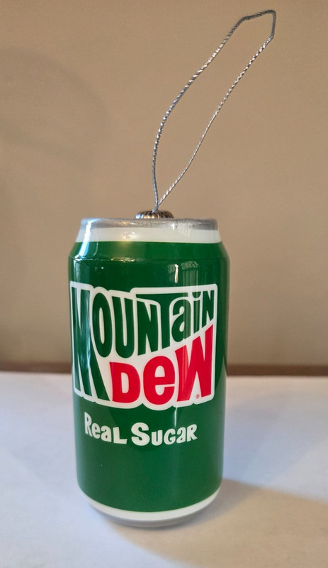 Mountain Dew Real Sugar Can Holiday Ornament NEW!