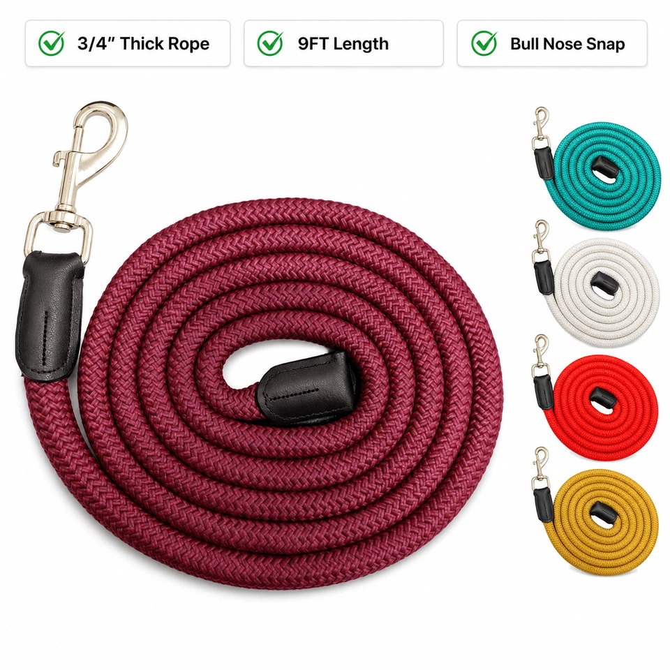 9 Fuß Nylon Pferd Führstrick - 3/4 Zoll dick stark mit Bull Snap kostenloser Versand - Bild 1 von 1