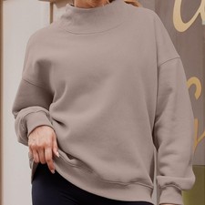Womens Relaxed-fit Pullover Mock-neck Sweatshirt
