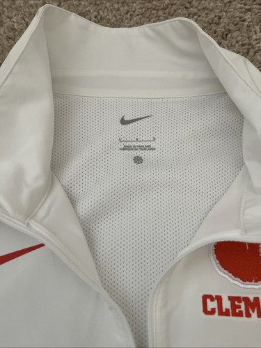 Mens Large-Nike Clemson Tigers Football On-Field Sideline Coach Jacket Zip White - Picture 4 of 4