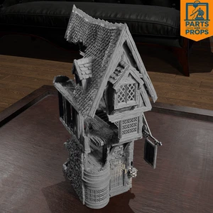 Helwick Shop 2 Ruin 3D Printed Terrain - Fantasy High Street Shopfront Building, 28-32mm Tabletop Wargaming & RPG Scatter Scenery