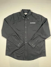 Jack Daniels Shirt Mens Large Black Cutter & Buck Button Down Long Sleeve Logo