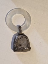 Vintage Webster Sterling Silver  Mother Of Pearl Infant Teething Ring Rattle