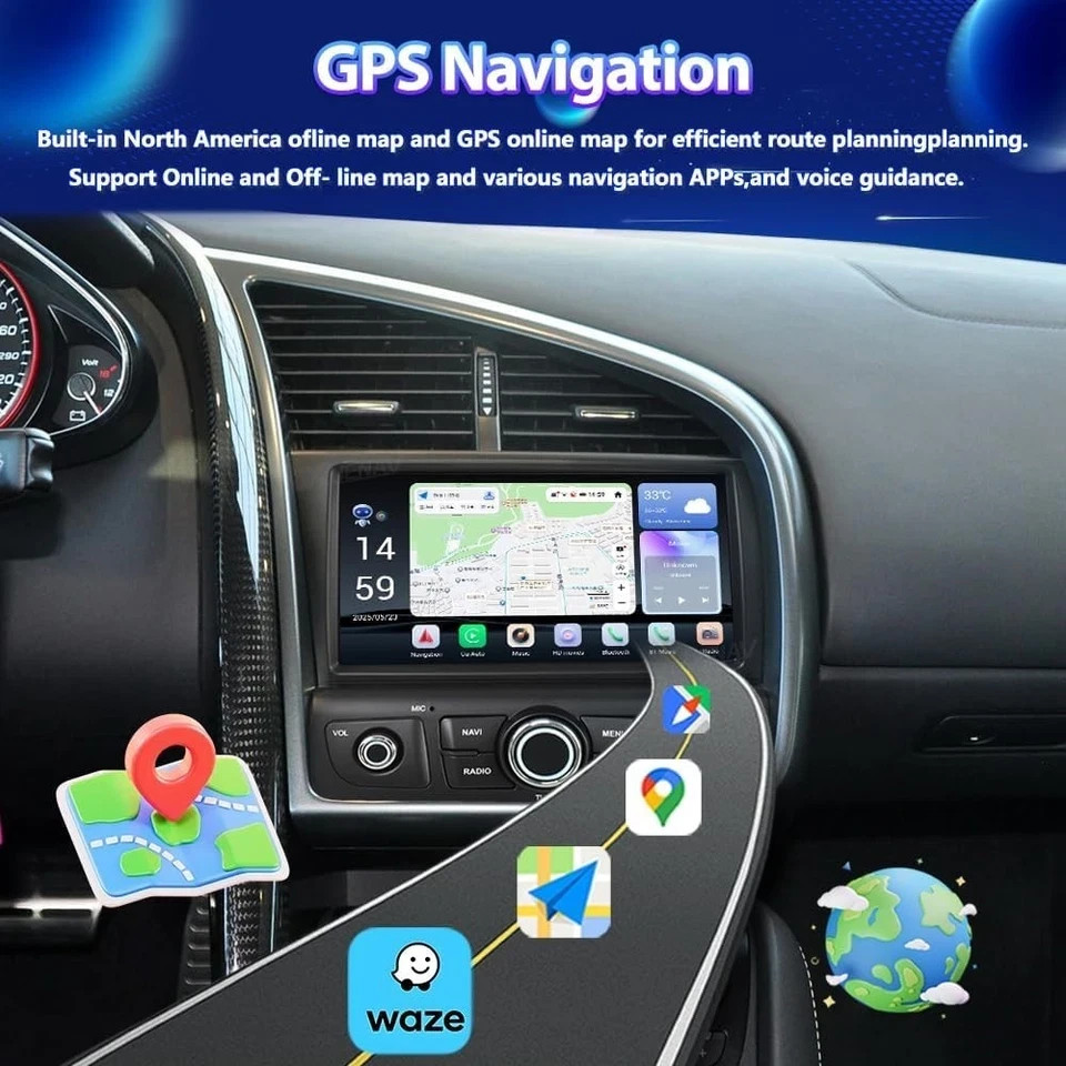 8" Android Touch screen For Audi R8 2007–2015 Car Radio GPS Navigation CarPlay