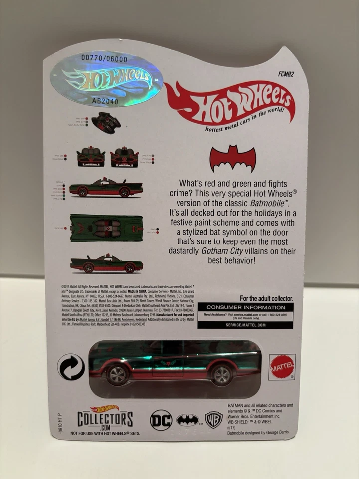 Hot Wheels RLC Club Exclusive Classic TV Batmobile 2017 Holiday Car #770/6000 - Image 2 of 4