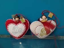 Thun Addobbi Albero Natale Coppia Cuore Velluto Con Angelo.