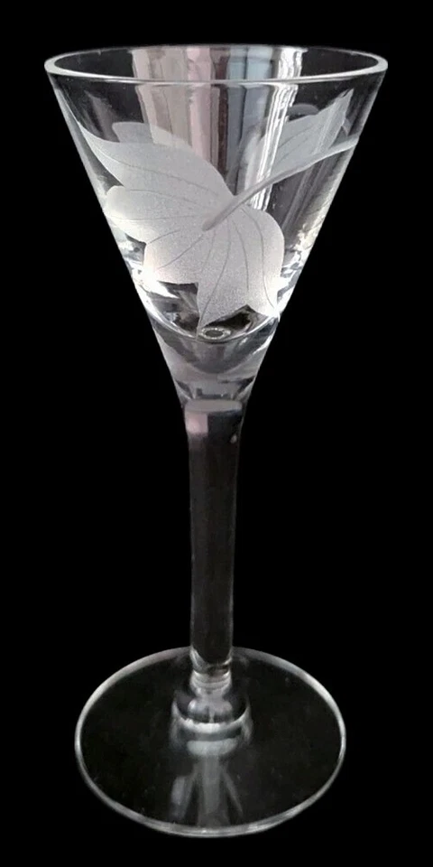 Phillips песка огранки кристалл сердечный очки травленый цветочный узор набор из 4 - Изображение 3 из 4