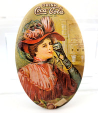 Vintage Coca Cola Pocket Mirror Victorian Woman Drinking Coke Soda 2.5" x 1.5"