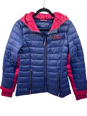 Tommy Hilfiger Jacket Womens Small Packable Lightweight Hooded Puffer Coat