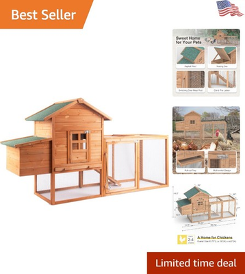 #ad 80quot; Weatherproof Chicken Coop for 2 4 Chickens Spacious Wooden Hen House $359.97