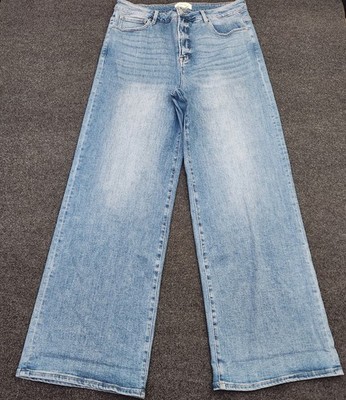 Risen LA Womens 2XL Charleston High Rise Wide Leg Jeans Stretch 35'' Inseam Boho
