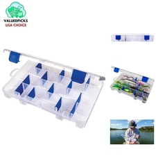 4007 Tuff Tainer Fishing Tackle Box - 12 Dividers, 24 Compartments, Clear Design