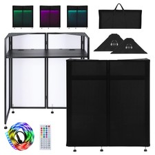 DJ Facade Booth 41 L x 20 W Portable Foldable LED Strips Black Frame LUCKUP