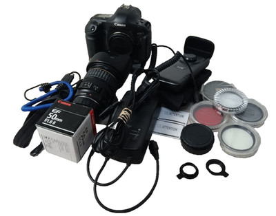 Canon EOS-1 D DSLR DS126051 WITH EW-78BII EF50182 LENS, CHARGER, ETC NO BATTERY