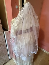 Lace A-Line Boat Neck Wedding Dress with Veil and Purple Sash