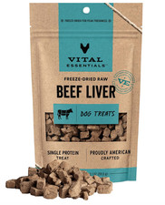 Vital Essentials Beef Liver Dog Treats 2.1oz High Protein Training Snacks