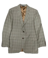 Brooks Brothers 346 Madison Fit Blazer Mens Size 40L Houndstooth Wool Brown Blue