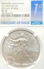 2017 W $1 BURNISHED AMERICAN SILVER EAGLE 1st DAY ISSUE NGC MS70