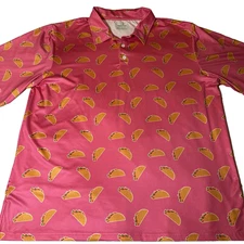 Obnoxious Golf Mens Size 2x Taco Polo Shirt Pink Novelty Golf