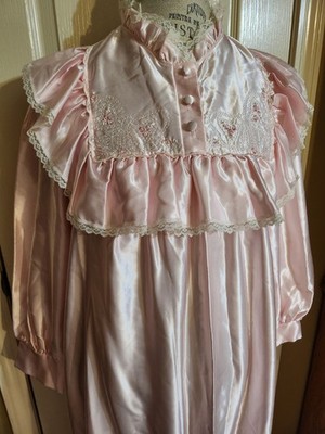 Vintage Elise Stevens Pink Shine Cottagecore Ruffle Nightgown Size Medium