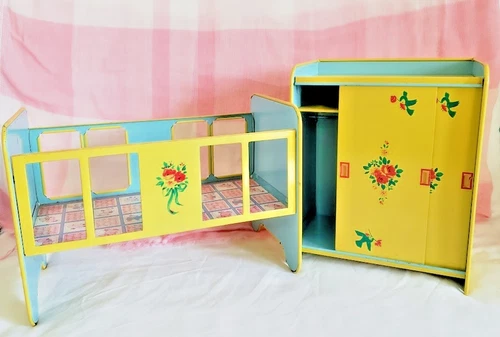 Vintage J Chein & Co Tin Doll House Furniture-1950's