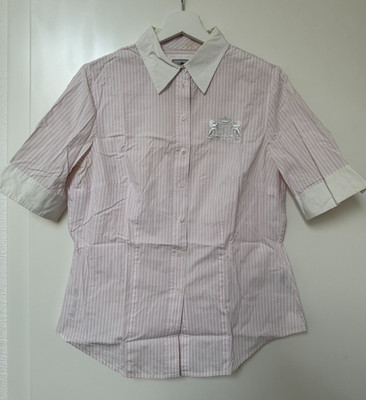 hmm- Brax Casual Deluxe Bluse kurzarm - rosa weiß gestreift Gr. 42 - Baumwolle