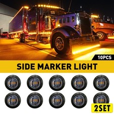 20pcs Truck Led Smoked Round Side Marker Light Yellow Amber Rv Trailer 34 Lamp