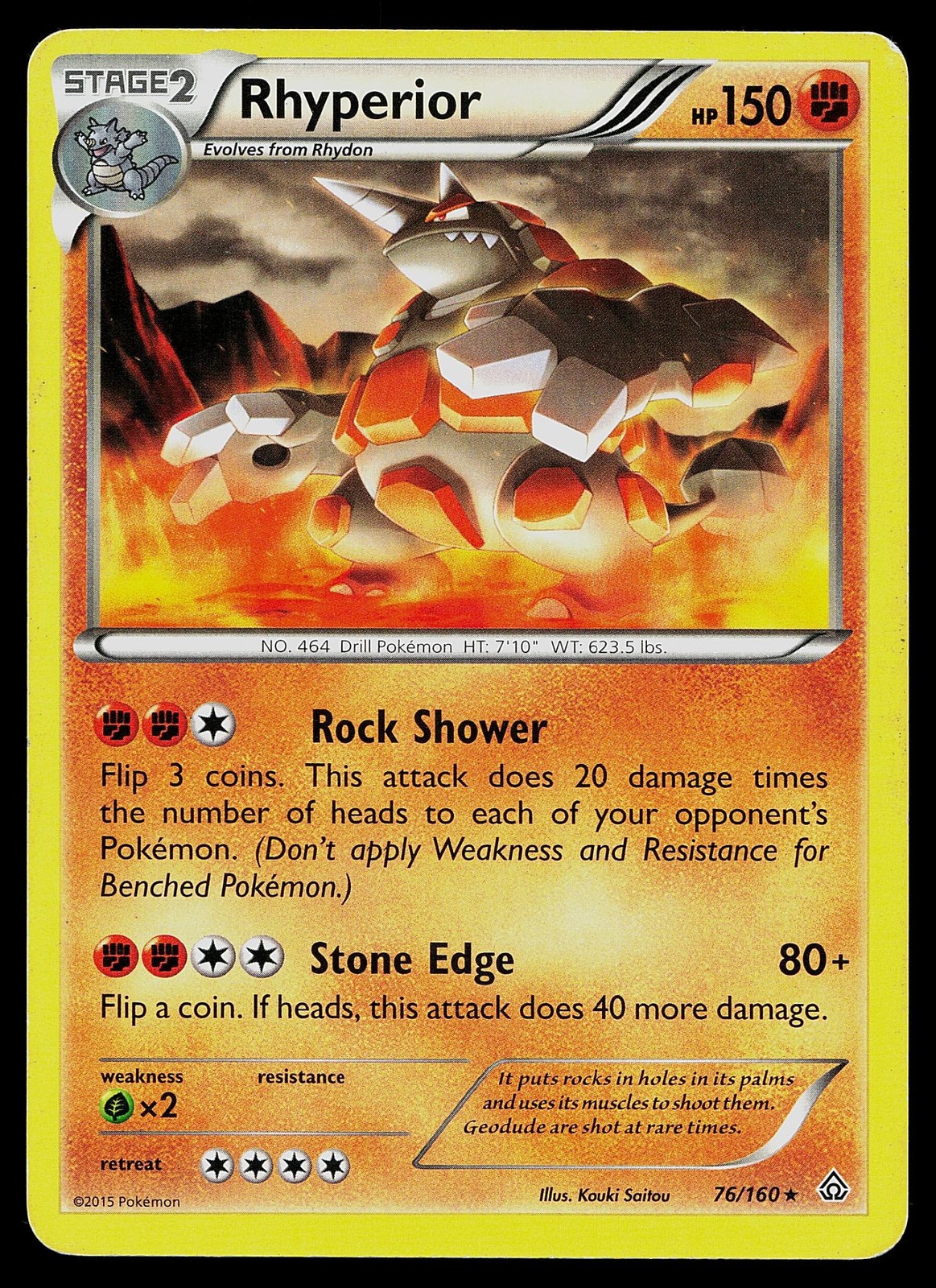 Pokemon Card Primal Clash Rhyperior 76/160 Rare