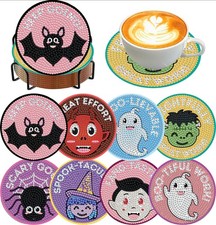 stnckic Halloween Diamond Art Coasters Kits with Holder -02
