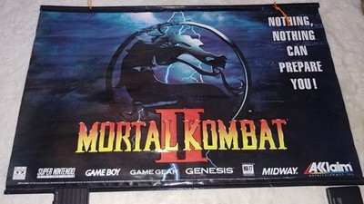 Mortal Kombat II 2 ~ Store Display Promo Banner ~ Arcade Super Nintendo ~ SNES ~