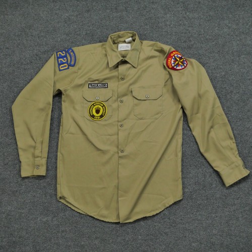 Vintage Royal Rangers Uniform Shirt Mens 16 Brown Button Up 80s