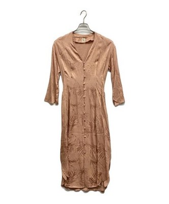 Ron Herman                    Leaf print rayon dress beige