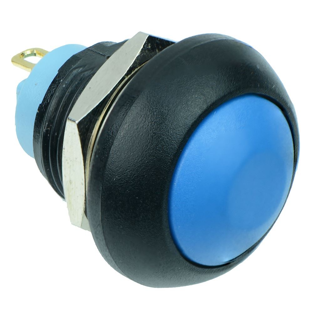 Blue Momentary Off-(On) Waterproof 12mm Push Button Switch 2A IP67 SPST