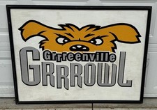 Vintage Greenville Grrrowl Hockey Team Sign 36.5x48.5 ECHL Mascot Wall Art
