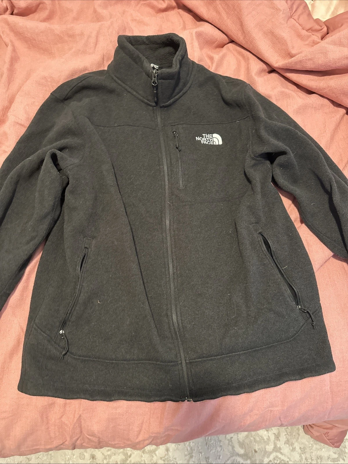 The North Face Black Long Sleeve Mock Neck Full Zip Fleece Mens Jacket Size L