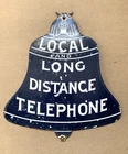VINTAGE LOCAL AND LONG DISTANCE TELEPHONE GAS PUMP STATION PORCELAIN OIL SIGN