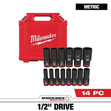 Milwaukee 49-66-7014 14Pc Shockwave Imp sock set 1/2Dr Metric Dp AUTH USA DEALER