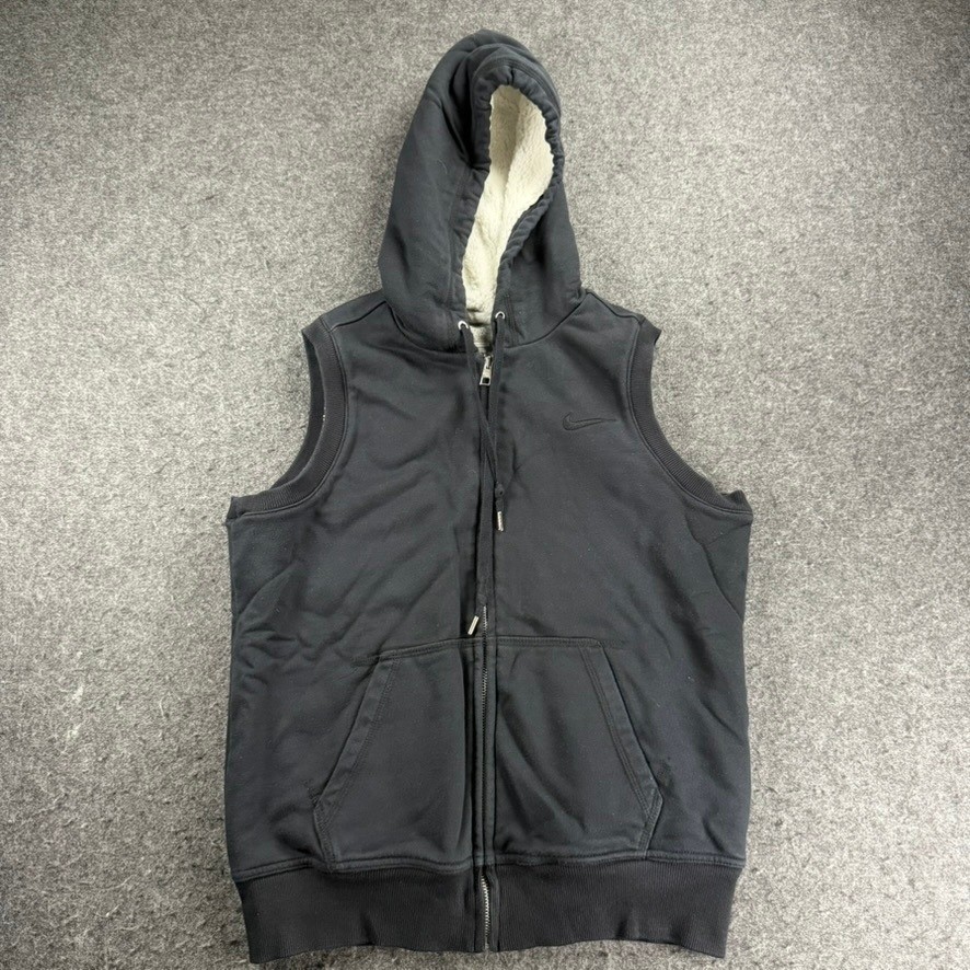 Nike Athletic Dept Vest Womens Large Full Zip Fleece Lined Hooded Sleeveless