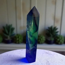 UV Reactive Volcano Agate Crystal Tower | Meditation or Collector's Decor