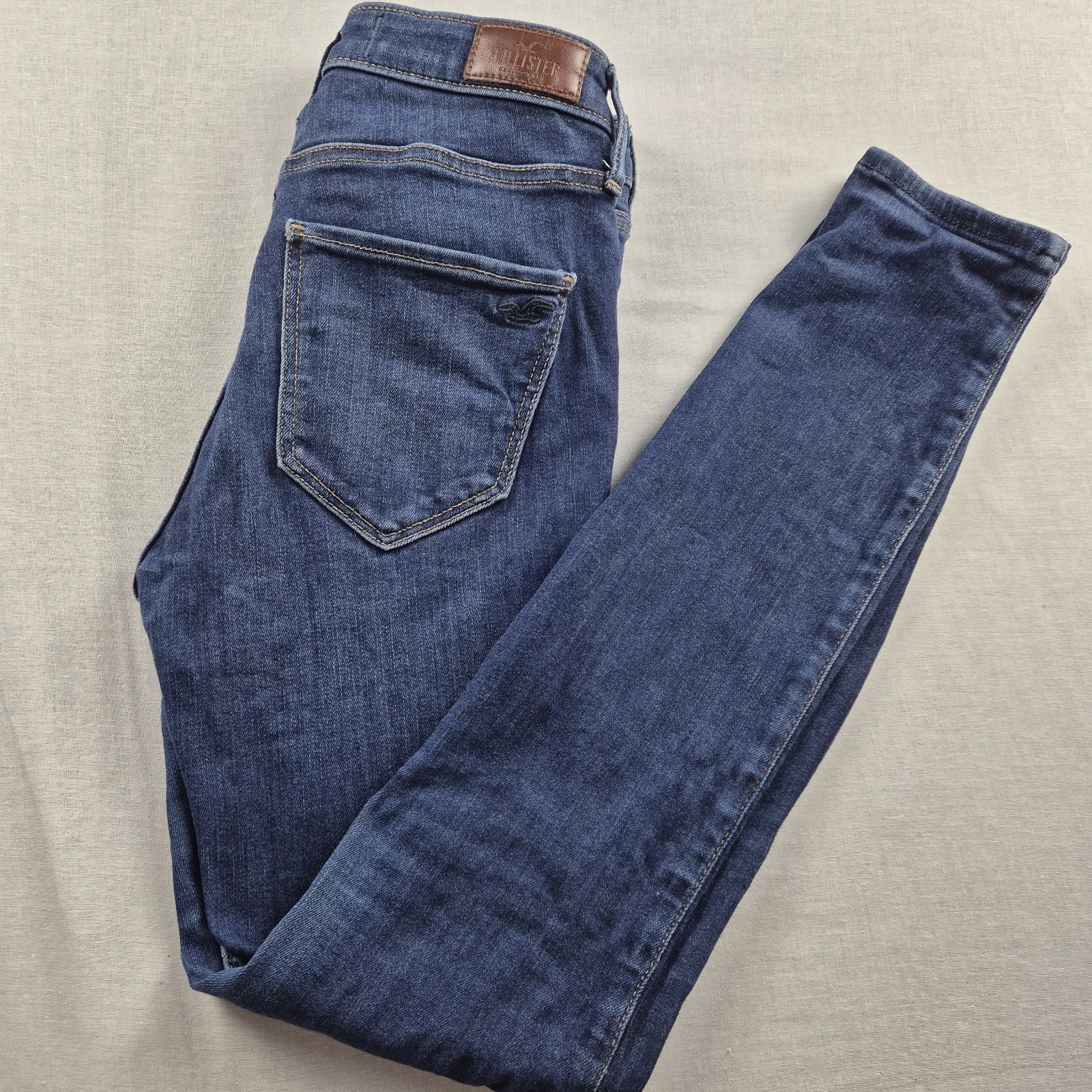 Hollister High Rise Super Skinny Jeans W26 L28 UK 8 Dark Blue Stretch 3R