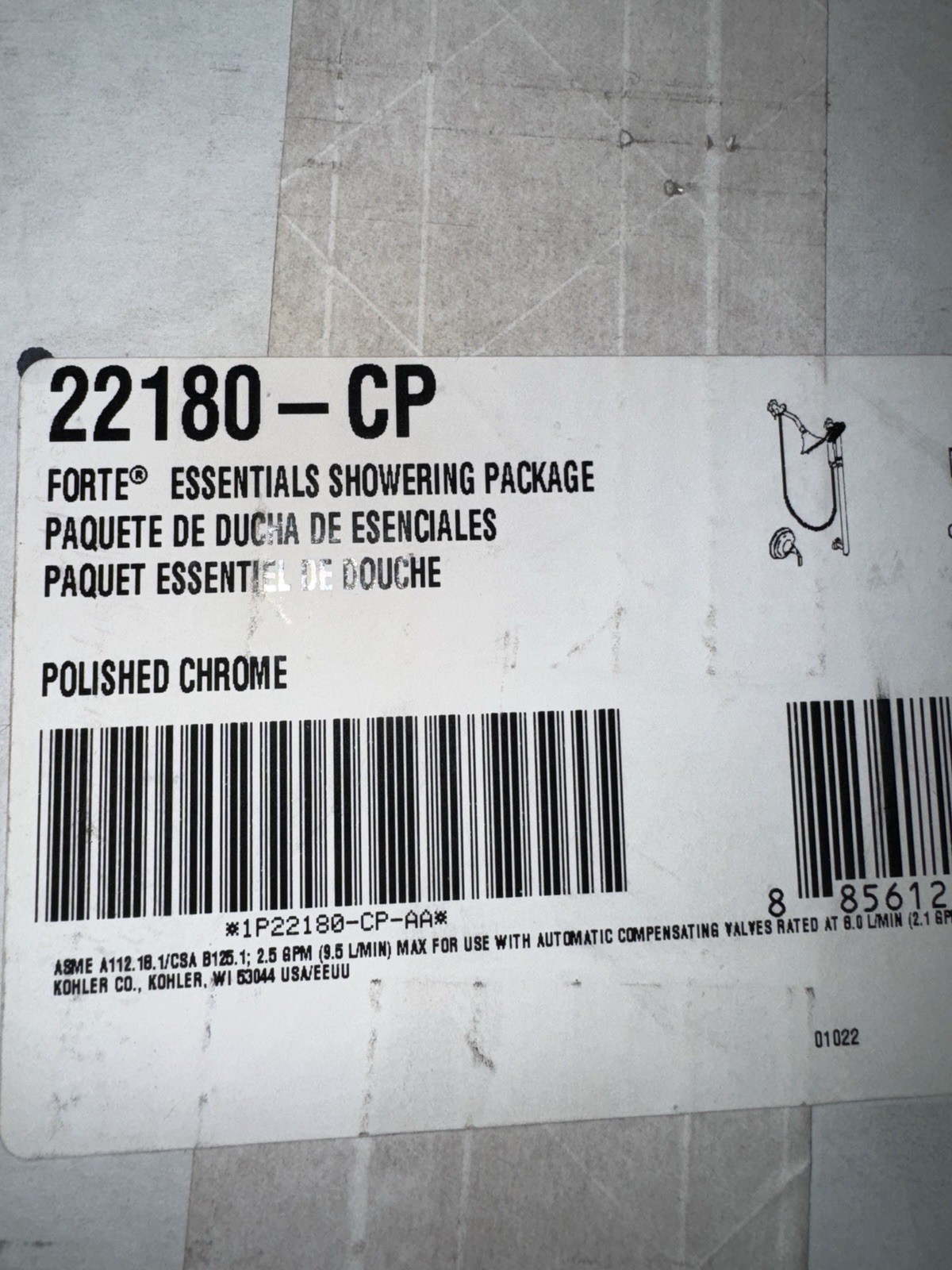 Kohler Forte Pressure Balanced Shower System in Polished Chrome with Less Valve 22180-CP