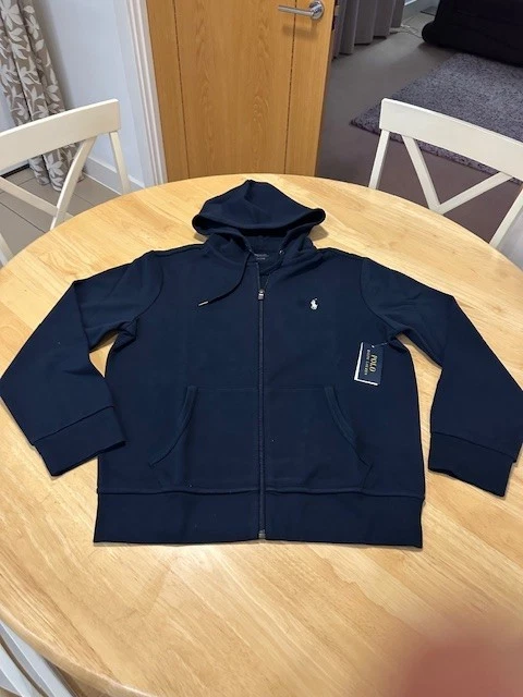Polo Ralph Lauren Navy Double Knit Full-Zip Front pocket Hoodie BNWT rrp £185