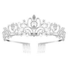 Silver Crystal Crowns Tiara for Women, Girls Elegant Princess Rhinestone Crow...