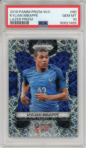 2018 PANINI Prizm World Cup Soccer Kylian Mbappe #80 Lazer Prizm PSA10 GEMMT